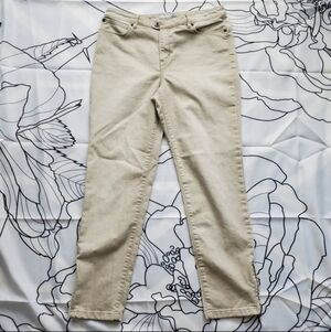 CHICO'S Platinum Tan Jean Capris Zipper Ankle Vanity Size 00 = Size 2 XS EUC